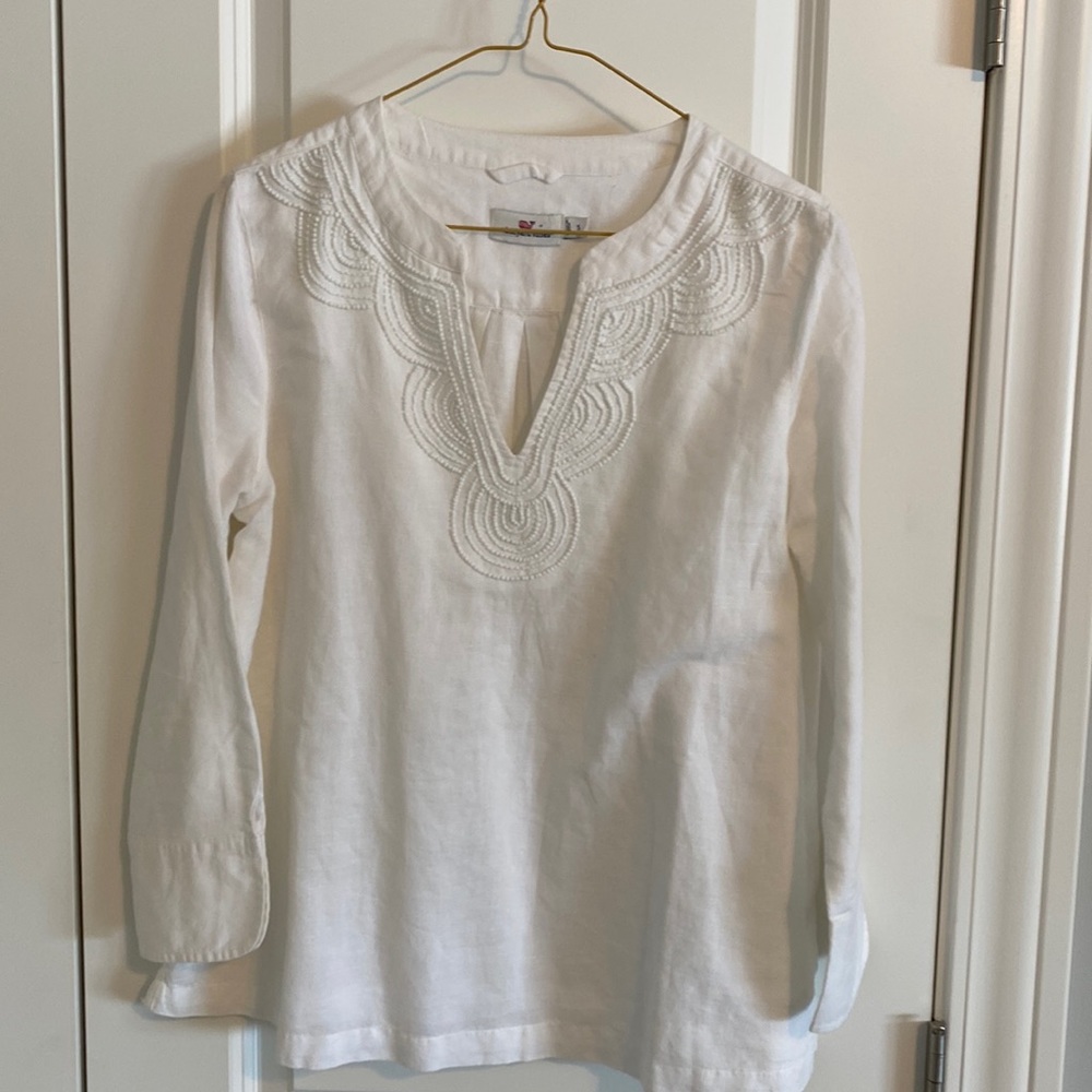 Vineyard Vines women’s white linen/cotton blouse size small